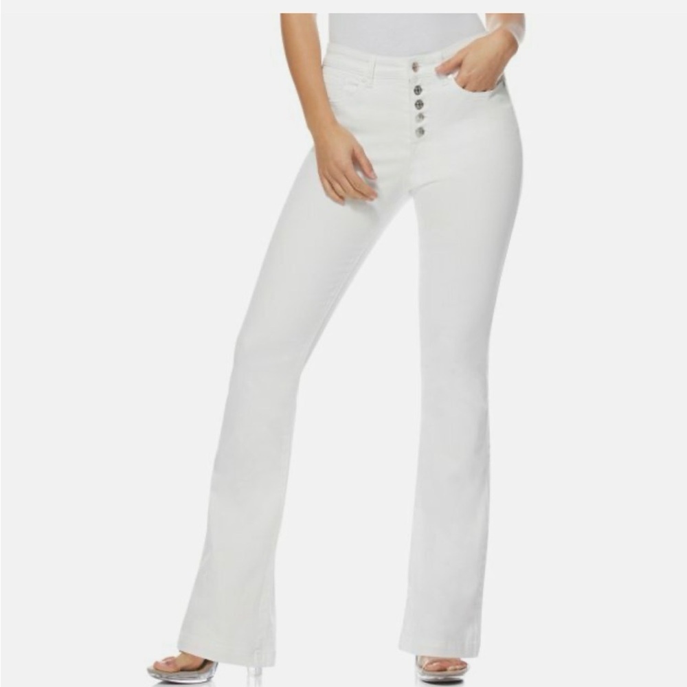 Sofia by Sofia Vergara White Button-Fly Jeans